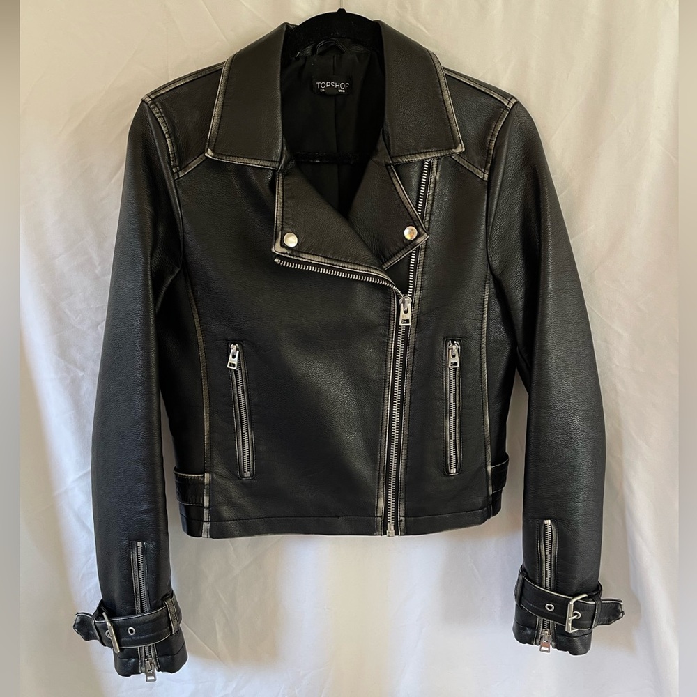 Topshop Faux Leather Biker Jacket